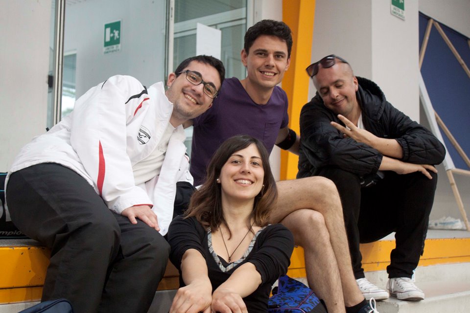 Eleonora Trudu con i suoi personal trainer Francesco Lai, Andrea Zuccato e Carlo Maulu