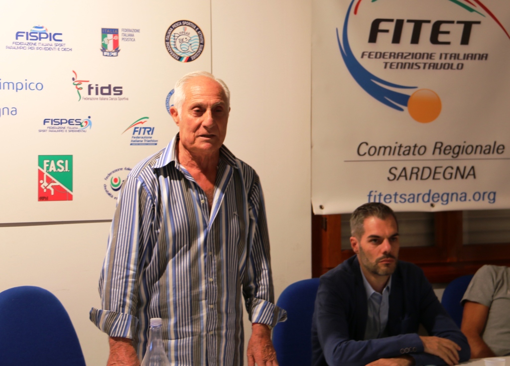 Il presidente del Coni Sardegna Gianfranco Fara durante l'assemblea (Foto Gianluca Piu)