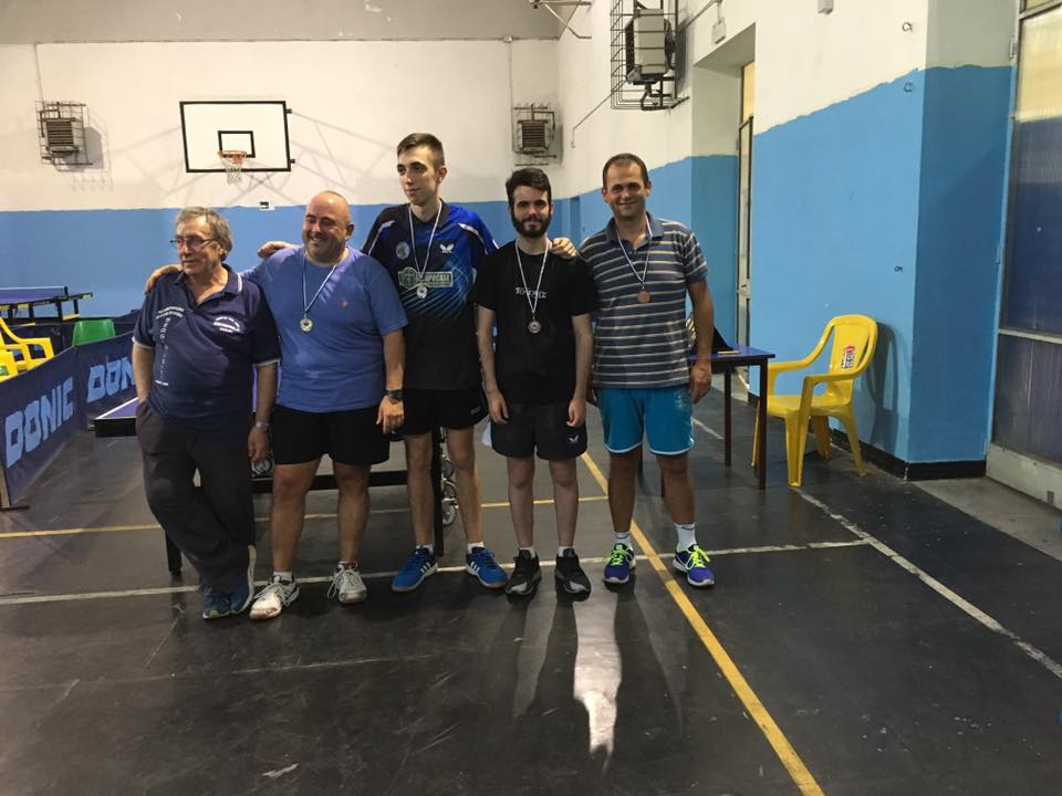 Il podio del singolo maschile ai provinciali di Sassari